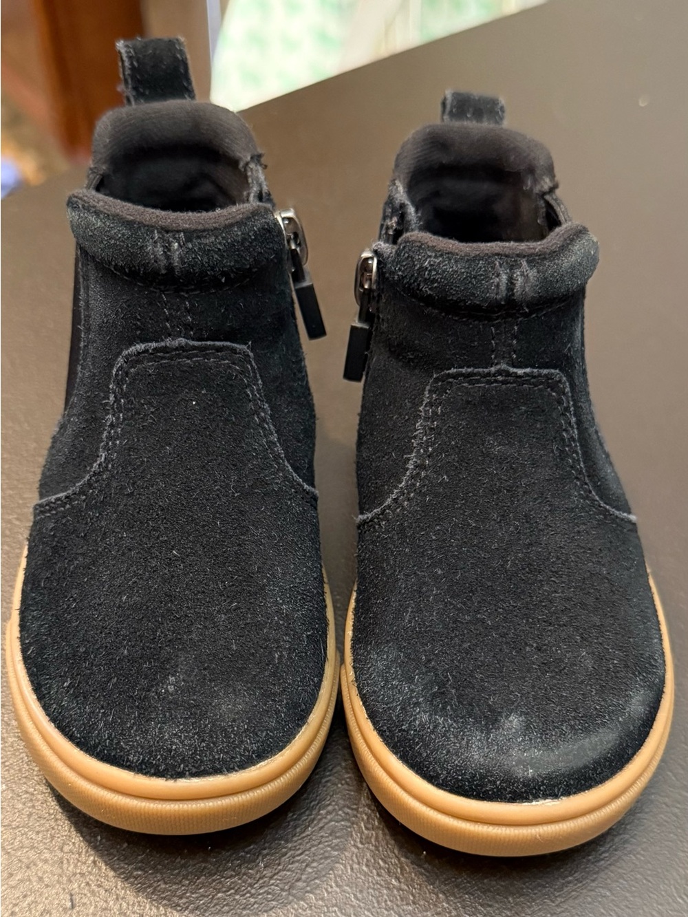 Kids Black Suede Slip-On Ugg Boots